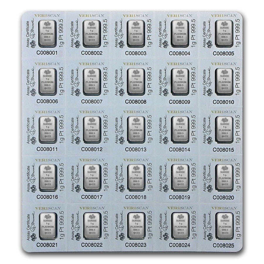 25x1 gram Platinum Bar - PAMP Suisse Fortuna Multigram+25 (In Assay) image 1