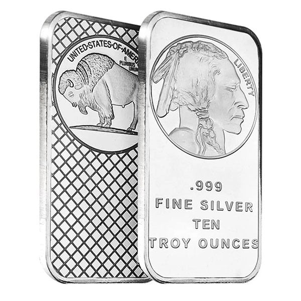 10 oz Buffalo Design 0.999 Pure Silver Bar