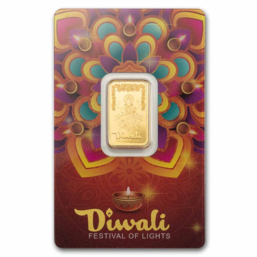 2025 5 gram Gold Bar - PAMP Suisse Diwali Lakshmi &amp; Rangoli image 0