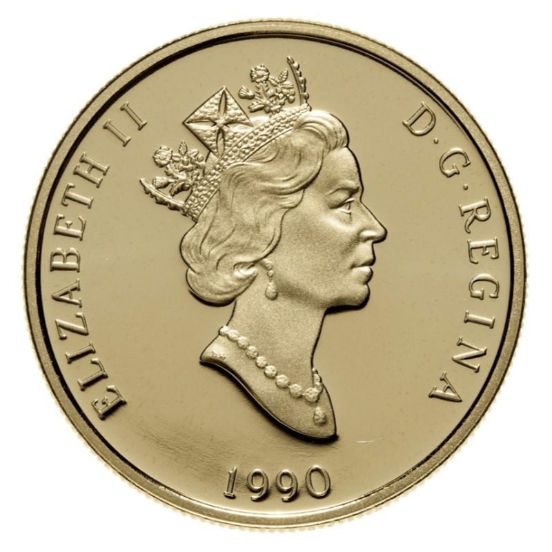 1990 Canadian $200 Canada's National Flag Silver Jubilee - 22-karat Gold Coin image 1