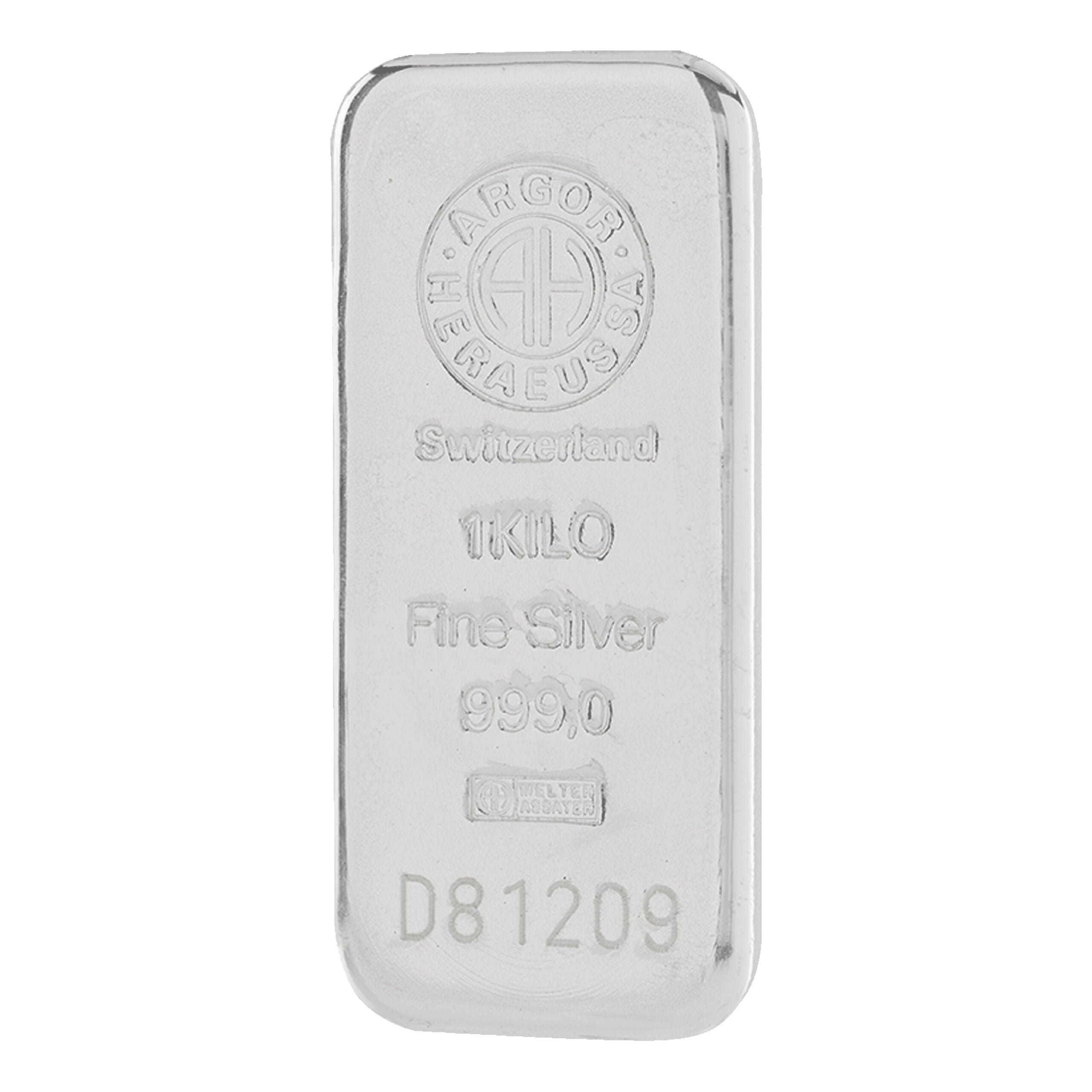 1 kilo Cast-Poured Silver Bar - Argor-Heraeus (Switzerland) image 0