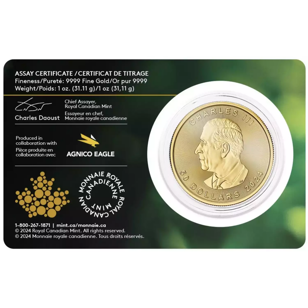 Canadian Gold Maple Leaf 1 oz, Single Source Mine - 2024 image 1