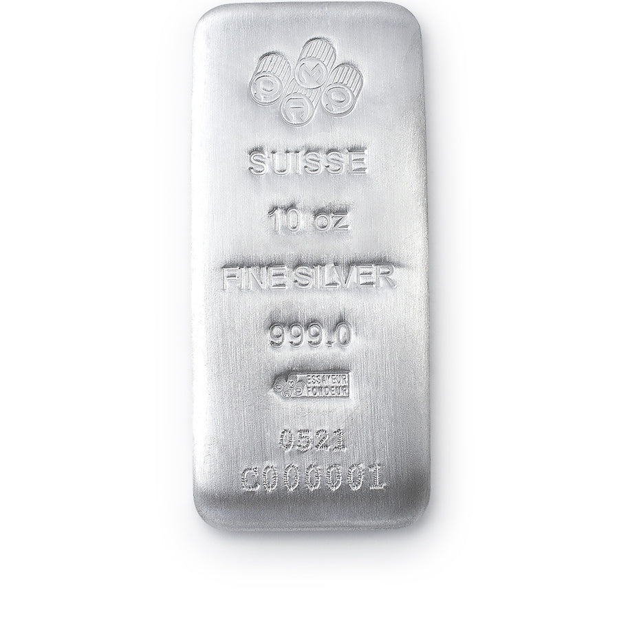 10 oz PAMP Pure Silver Cast Bar (With Certificate) image 0