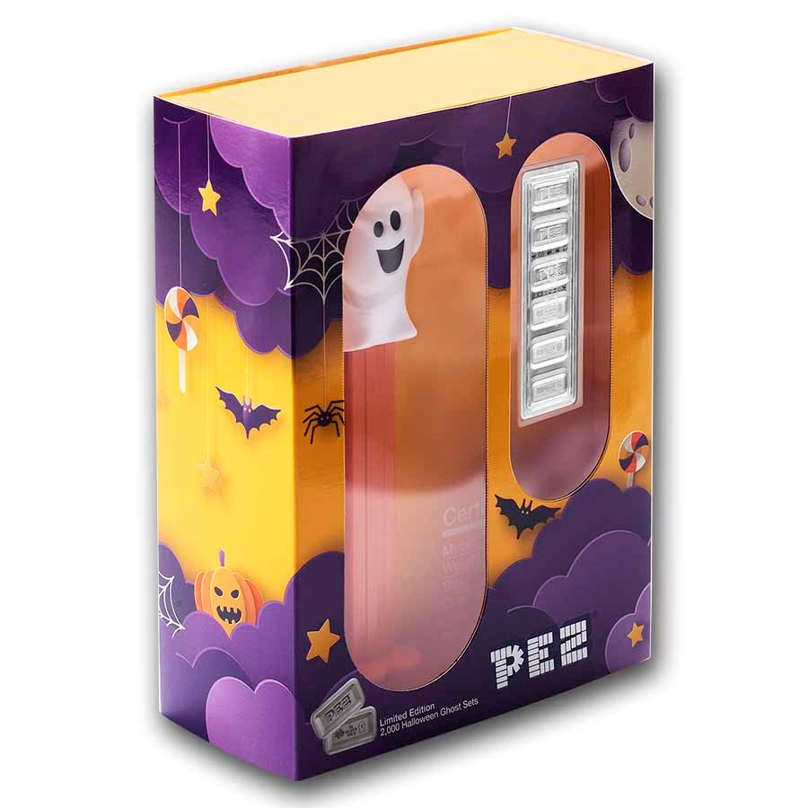 2025 PEZ? Halloween Ghost Gift Set &amp; 6x5g Silver Wafers image 5