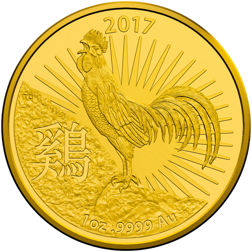 2017 Australia 1 oz Gold Lunar Rooster BU image 0
