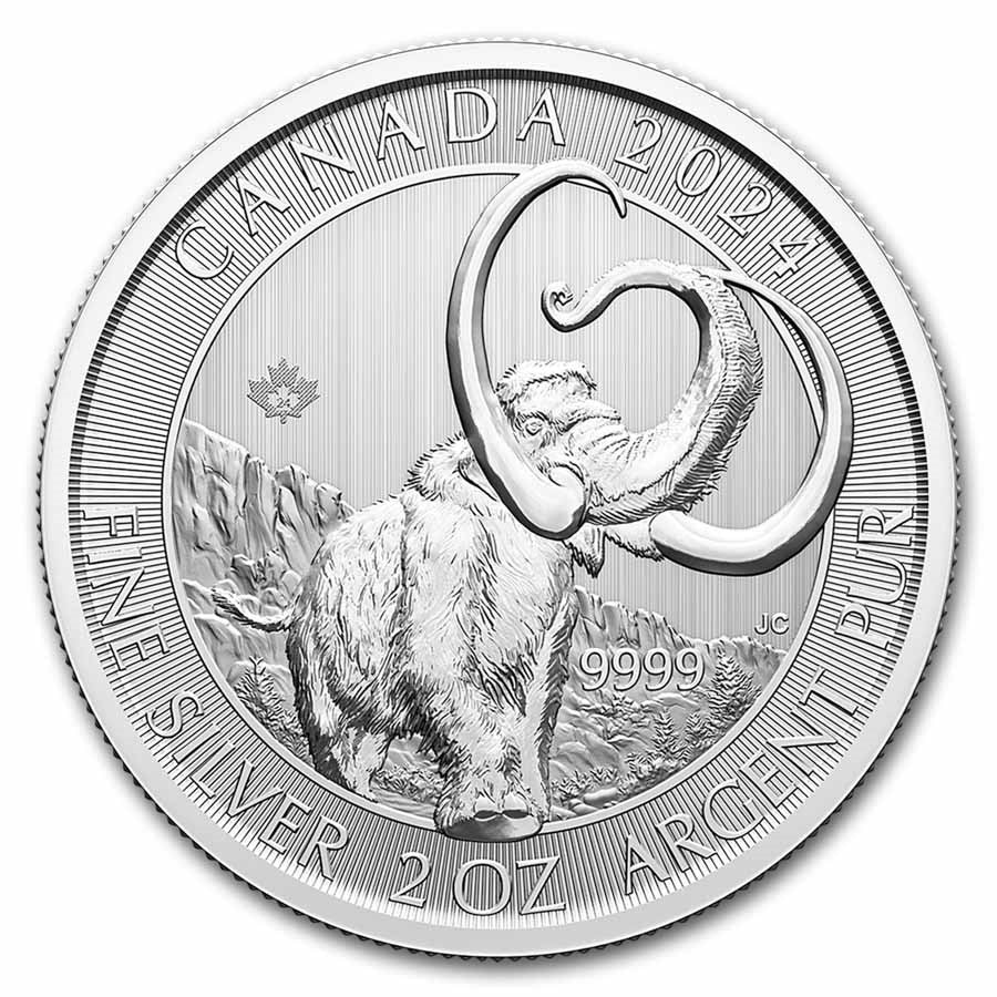 2024 2 oz Canadian Ice Age Woolly Mammoth Silver Coin (BU) image 0