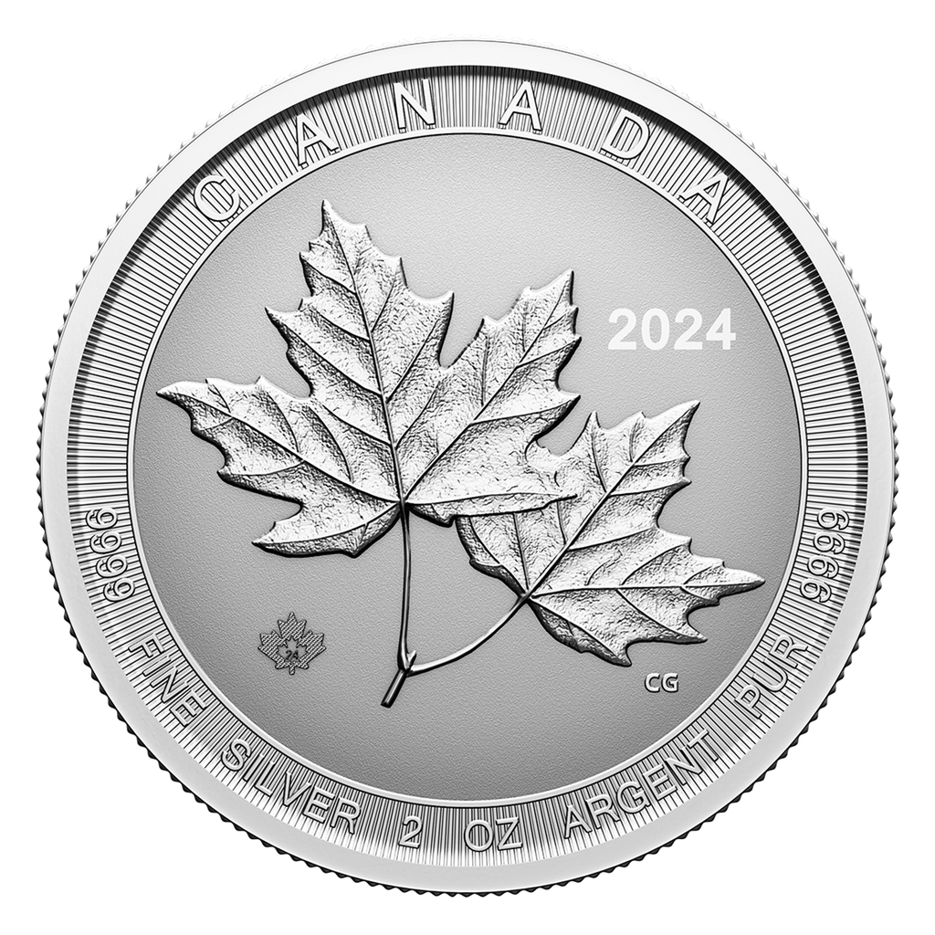 Twin Maples - 2 oz. 99.99% Pure Silver Coin - Royal Canadian Mint (Random Year) image 0