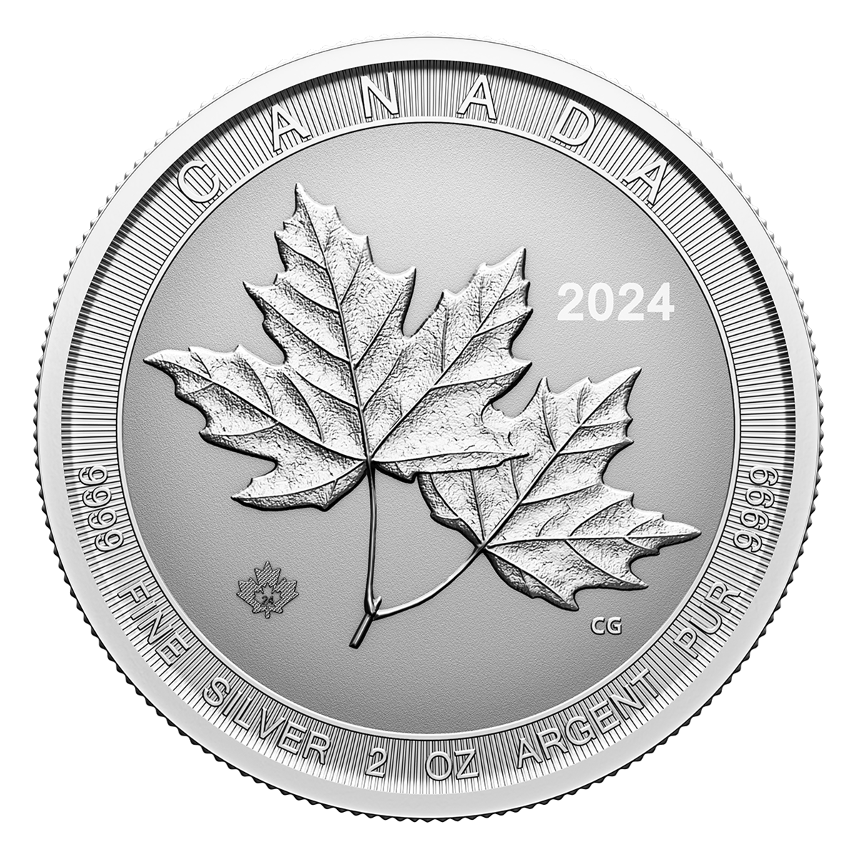 Twin Maples - 2 oz. 99.99% Pure Silver Coin - Royal Canadian Mint (Random Year) image 0