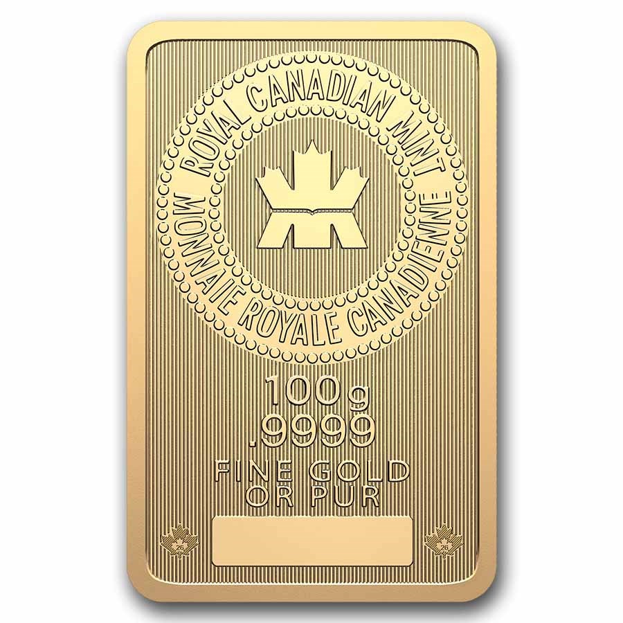 100 gram Gold Bar - Royal Canadian Mint (In Assay) image 2