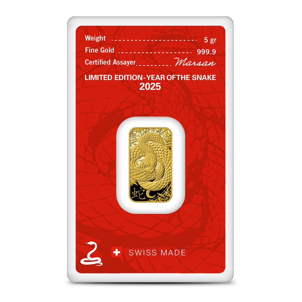 5 gram 2025 Lunar Year of the Snake Gold Bar ? Argor Hereaus image 0