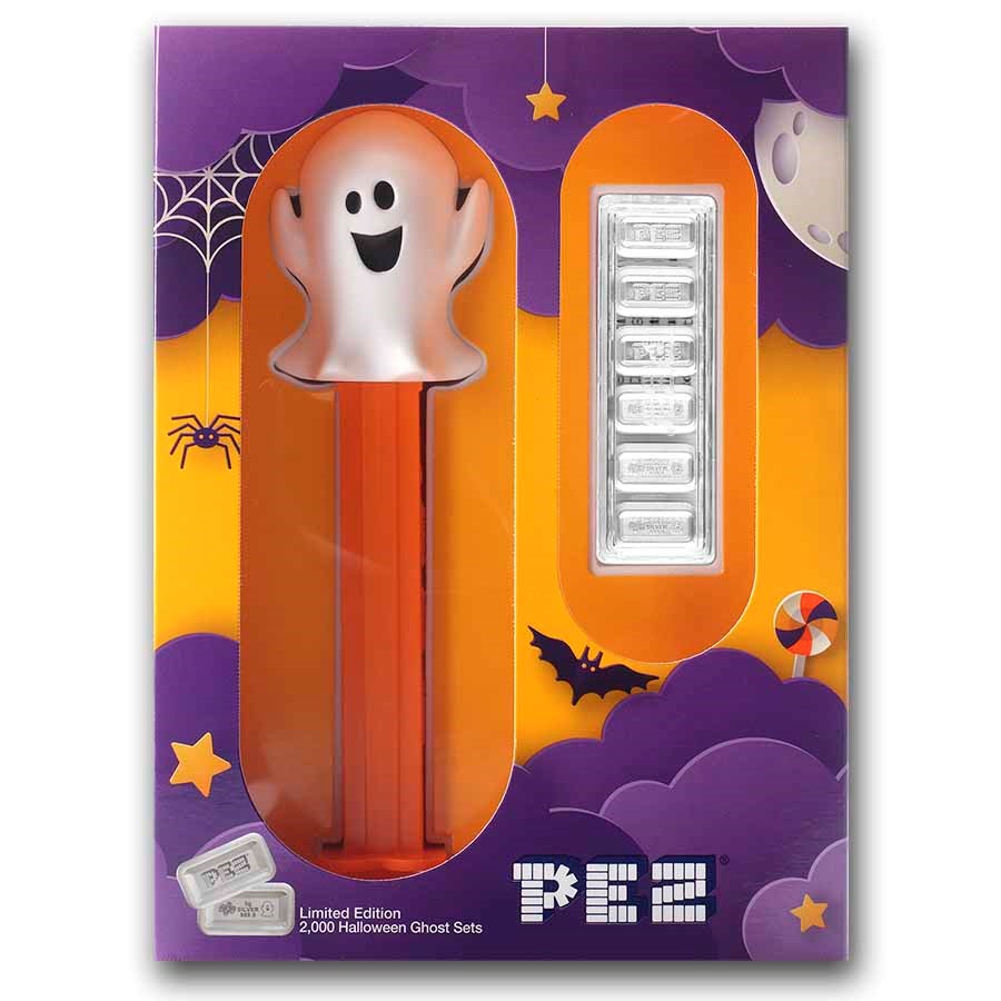 2025 PEZ? Halloween Ghost Gift Set &amp; 6x5g Silver Wafers image 6