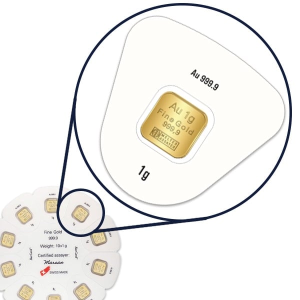 Goldseed 10 x 1 gram Gold Bar - Argor Heraeus (In Assay) image 3