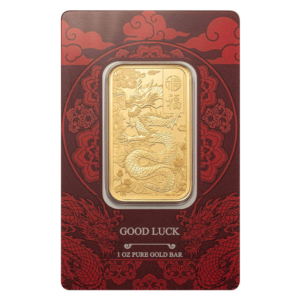 1 Oz Gold Pamp Good Luck Yellow Dragon Bar image 0