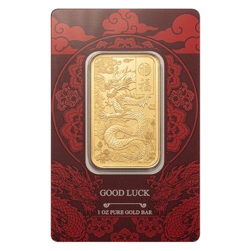 1 Oz Gold Pamp Good Luck Yellow Dragon Bar image 0