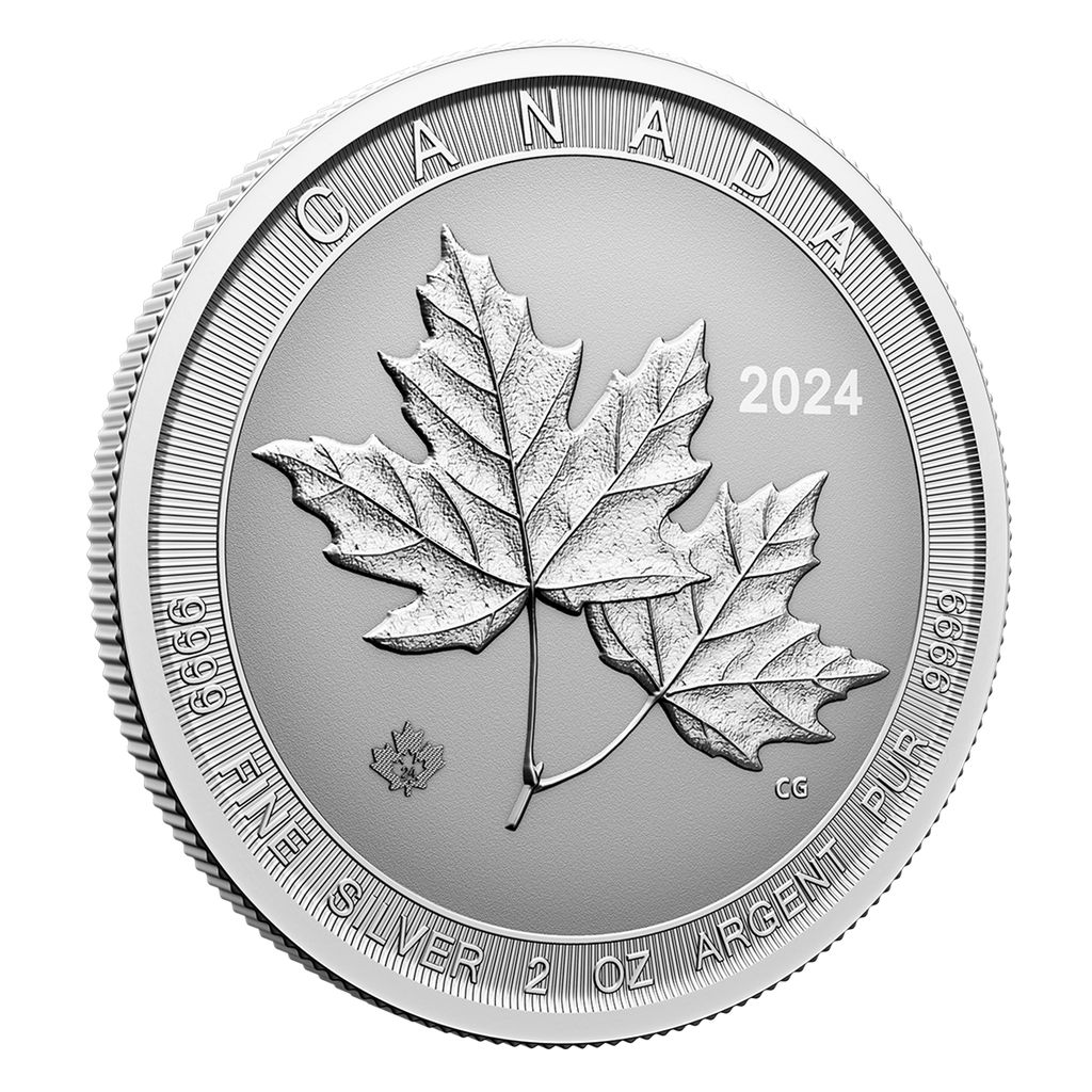 Twin Maples - 2 oz. 99.99% Pure Silver Coin - Royal Canadian Mint (Random Year) image 1