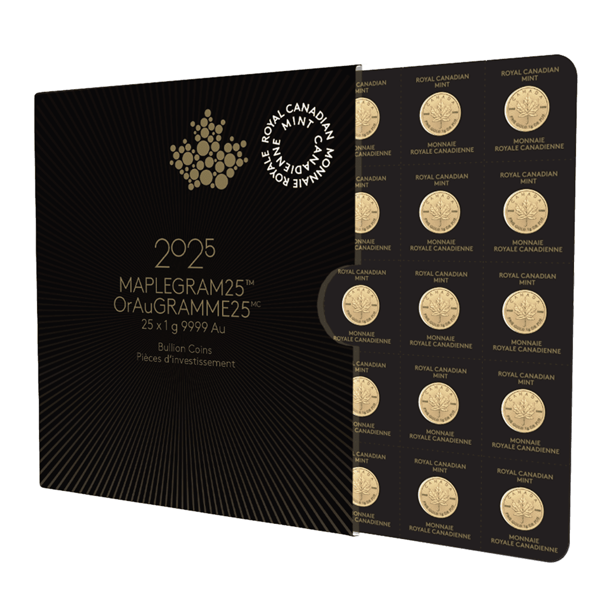 2025 25x 1 gram Gold Maple Leafs Maplegram25? (In Assay Sleeve) image 0