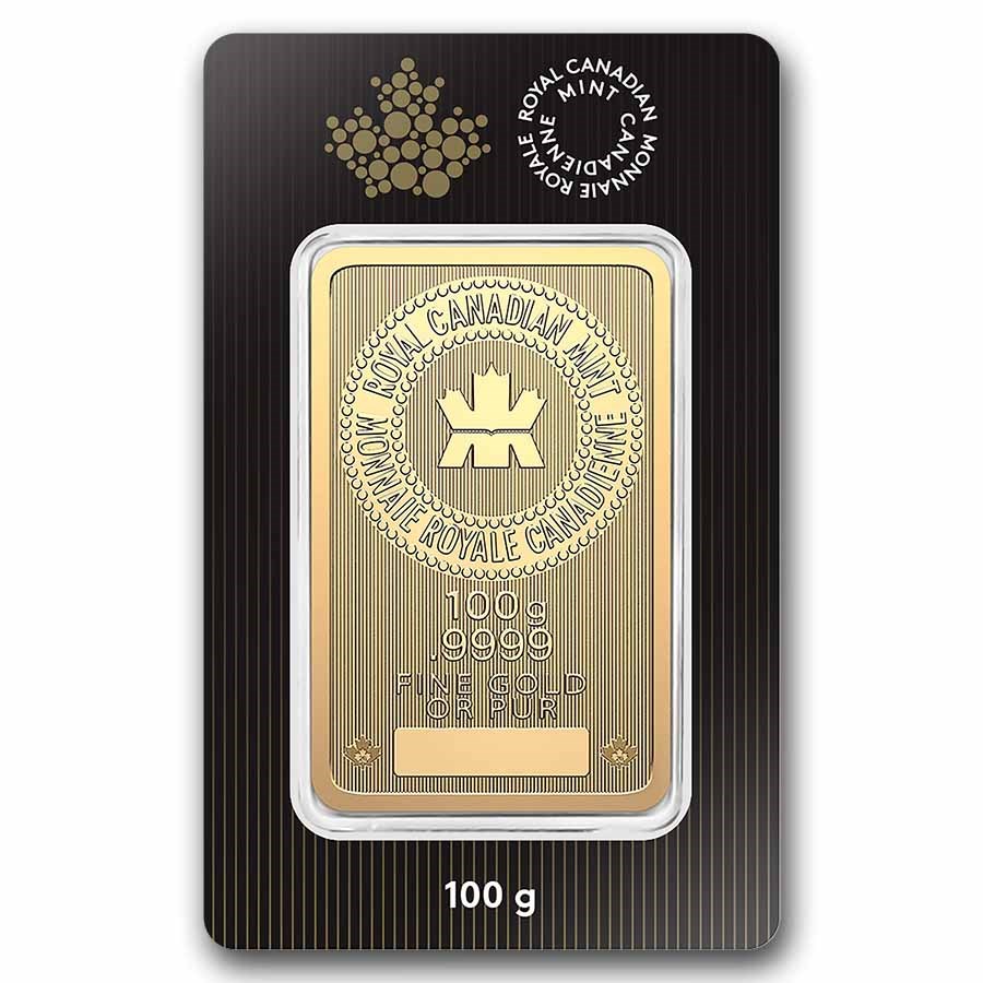 100 gram Gold Bar - Royal Canadian Mint (In Assay) image 0