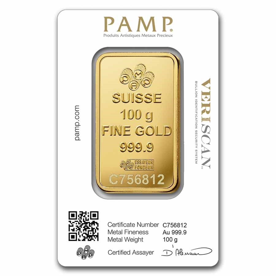 100 GRAM Gold PAMP Suisse Lady Fortuna Bar image 1