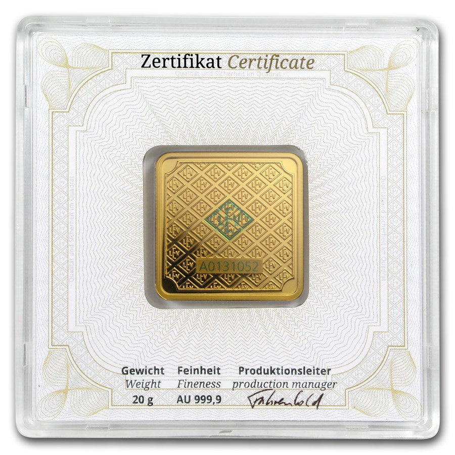 20 gram Gold Bar - Geiger Edelmetalle (Encapsulated w/Assay) image 1