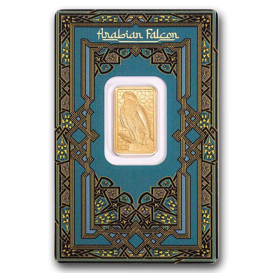 5 gram Gold Bar - PAMP Arabian Falcon (w/Assay &amp; Frame) image 0