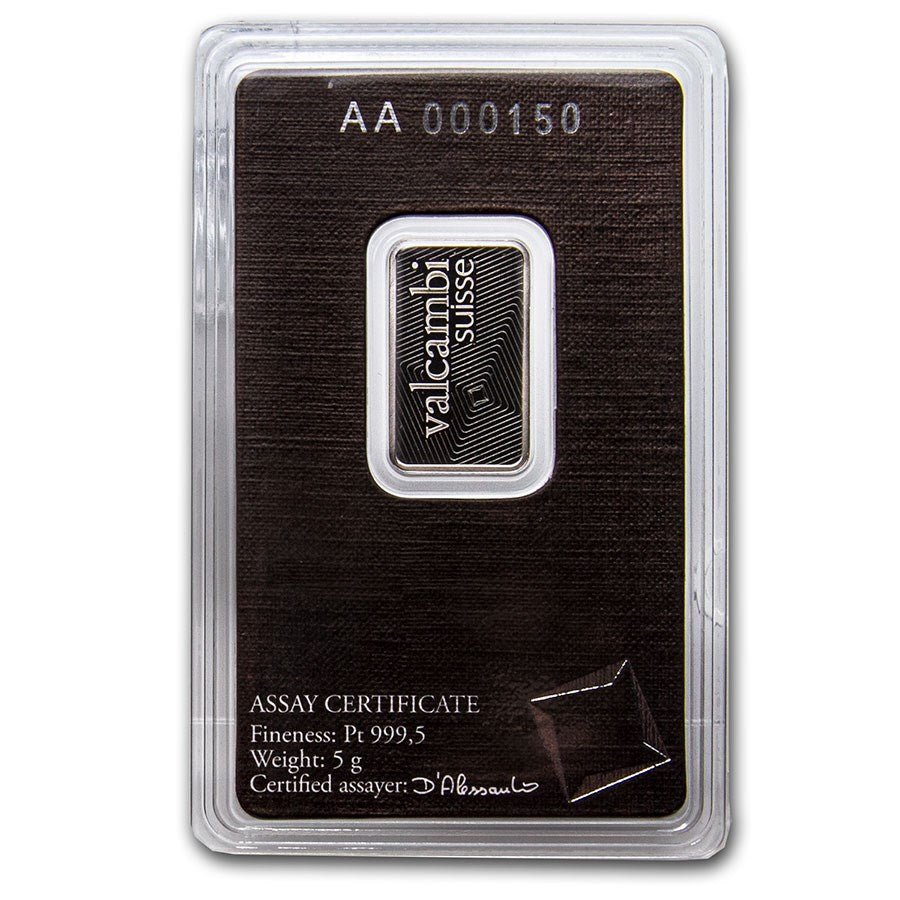 5 gram Platinum Bar - Valcambi (In Assay) image 1