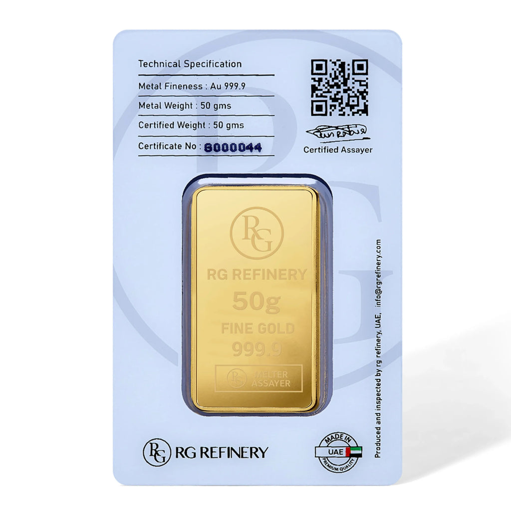 50 gram Pure Gold Kaabah Bar 0.9999 - RG Refinery, UAE image 3