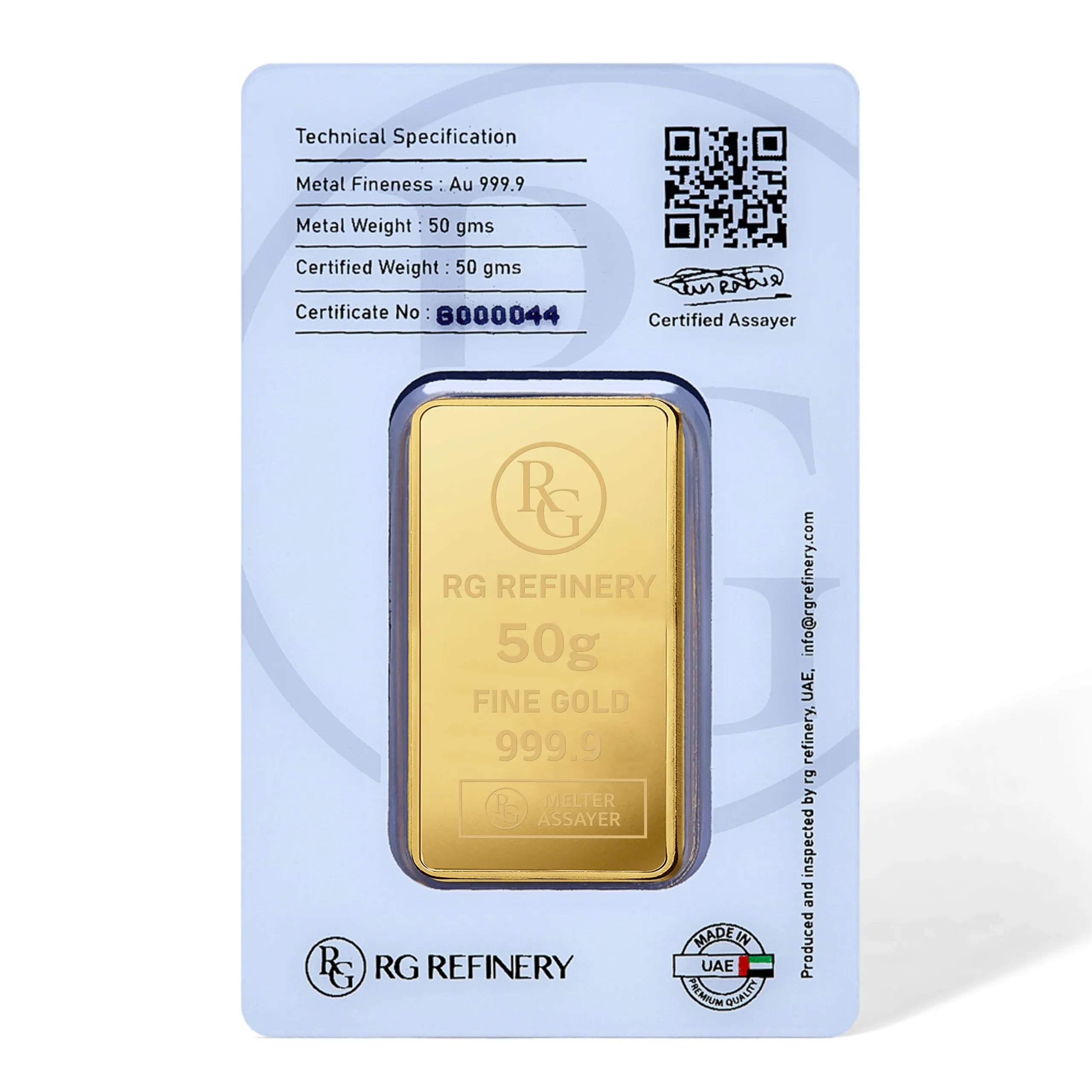 50 gram Pure Gold Kaabah Bar 0.9999 - RG Refinery, UAE image 3
