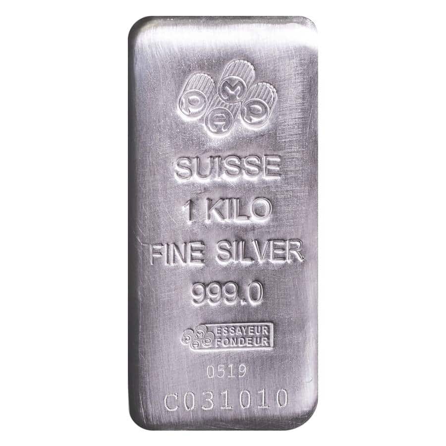 1 Kilo PAMP Suisse Silver Cast Bar .999 Fine image 0