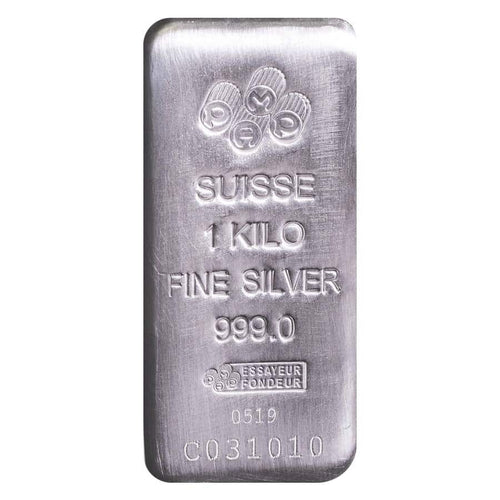 1 Kilo PAMP Suisse Silver Cast Bar .999 Fine image 0