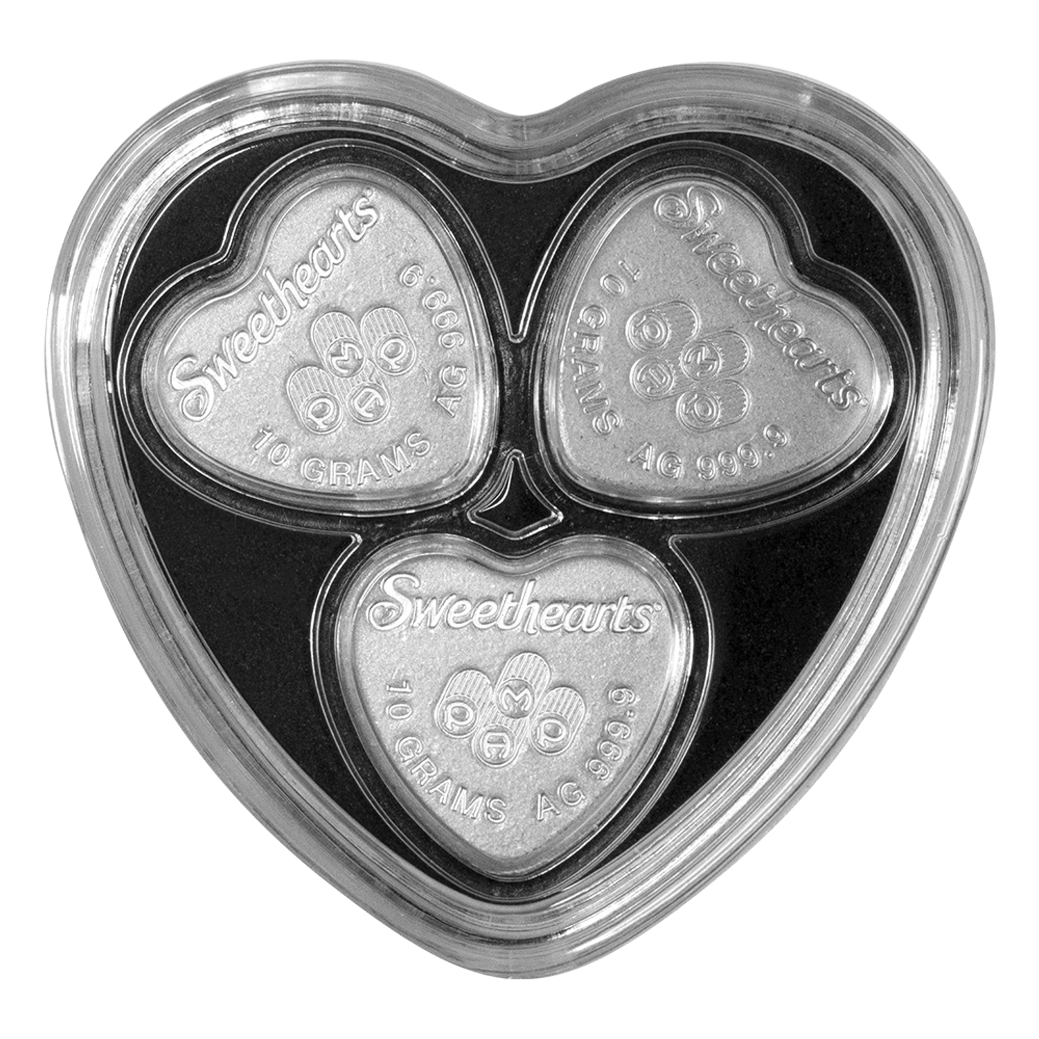 30 Gram Silver Sweethearts Candy PAMP Suisse 3-Heart Set .9999 Fine 2023 Limited Edition (w/Box)