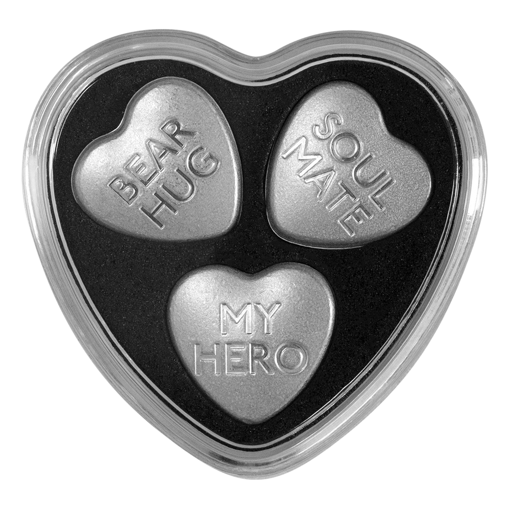30 Gram Silver Sweethearts Candy PAMP Suisse 3-Heart Set .9999 Fine 2023 Limited Edition (w/Box)
