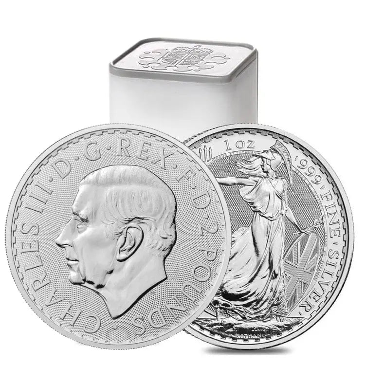 2024 Great Britain 1 oz Silver Britannia BU (King Charles III) Tube of 25