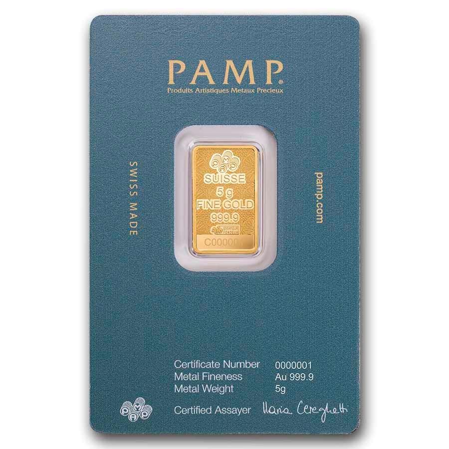 5 gram Gold Bar - PAMP Arabian Falcon (w/Assay &amp; Frame) image 1