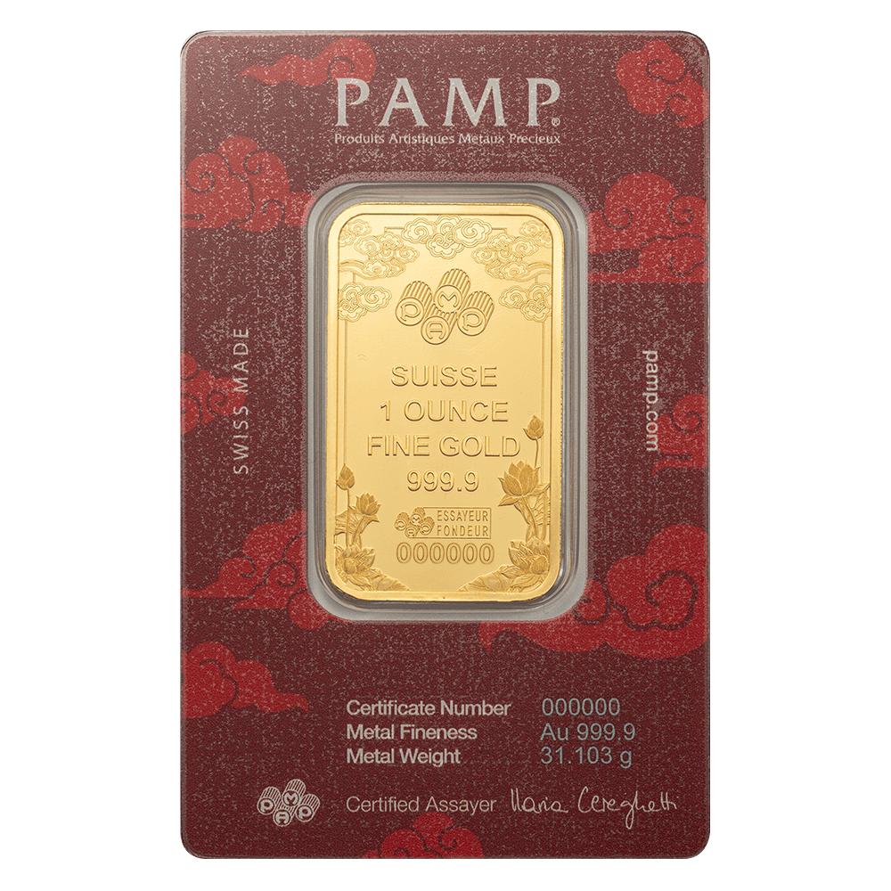 1 Oz Gold Pamp Good Luck Yellow Dragon Bar image 1