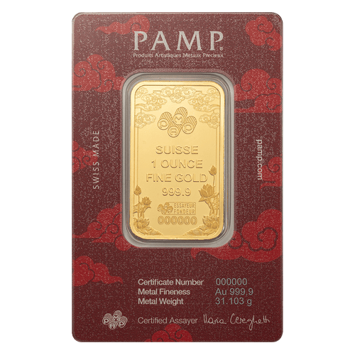 1 Oz Gold Pamp Good Luck Yellow Dragon Bar image 1