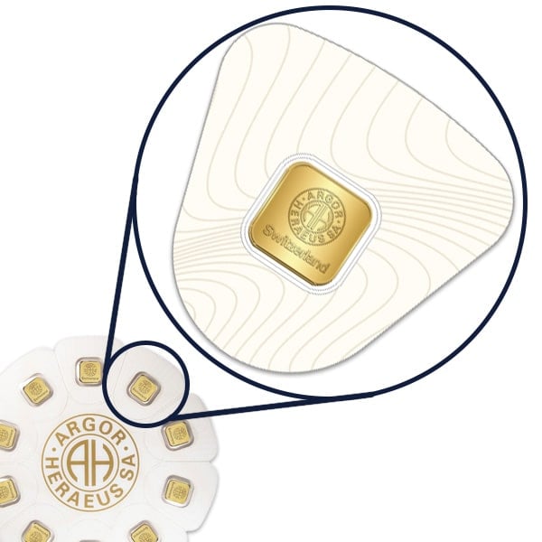 Goldseed 10 x 1 gram Gold Bar - Argor Heraeus (In Assay) image 2