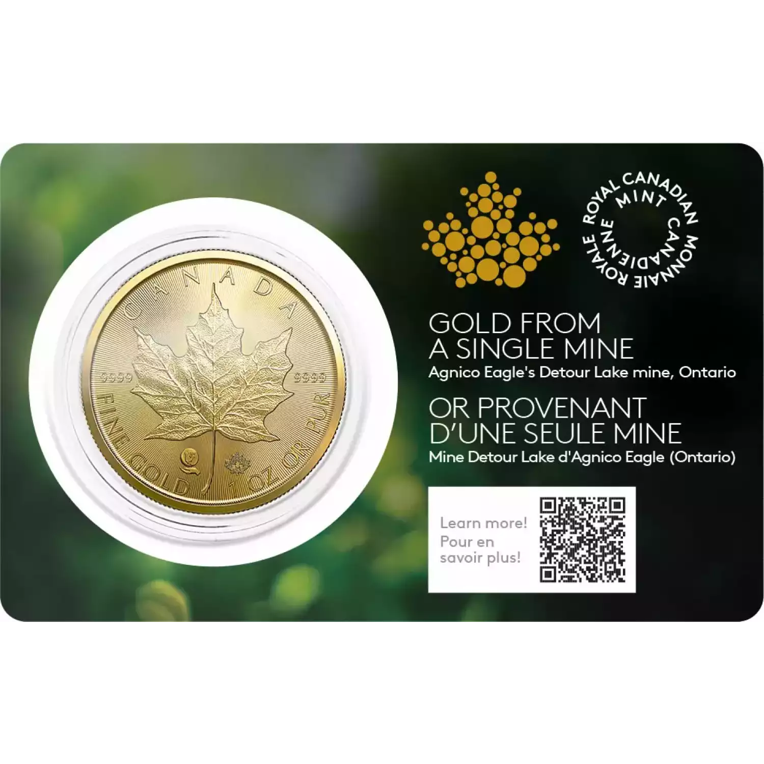 Canadian Gold Maple Leaf 1 oz, Single Source Mine - 2024 image 0