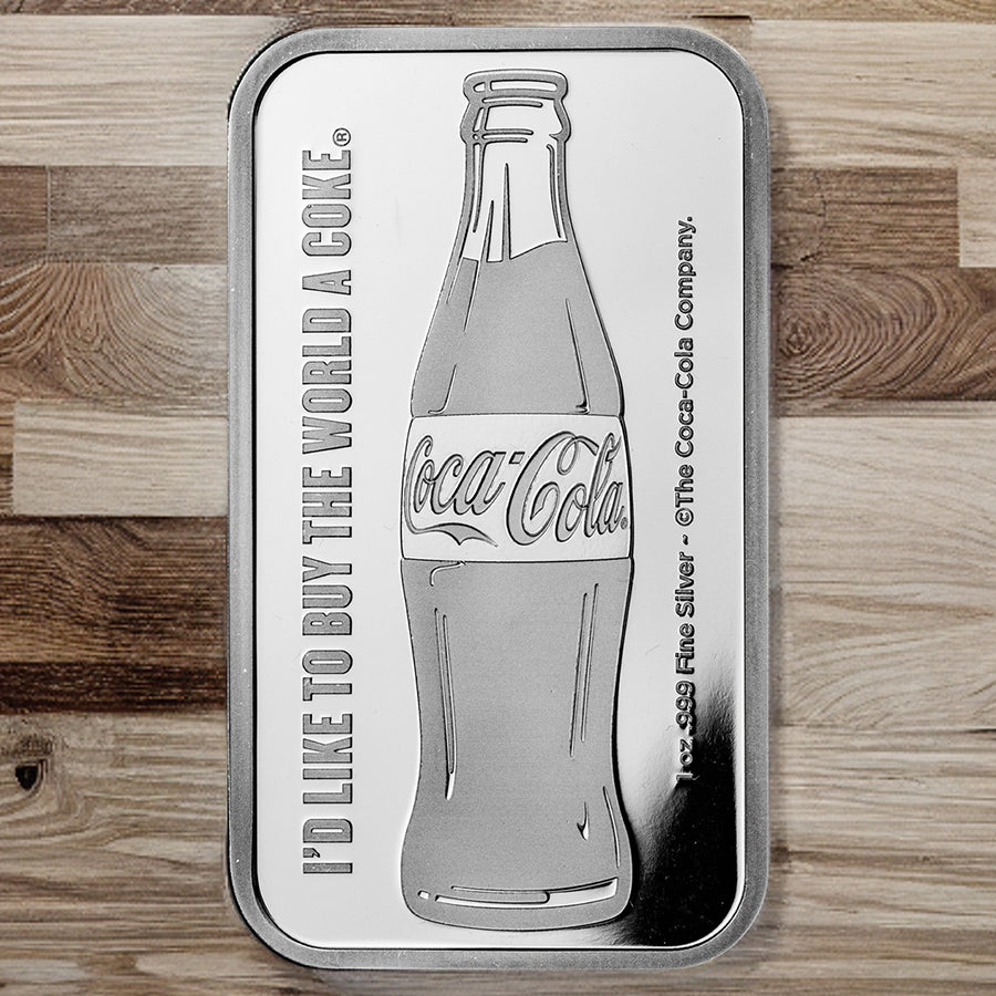 1 oz Coca Cola Pure Silver .999 Bar image 0