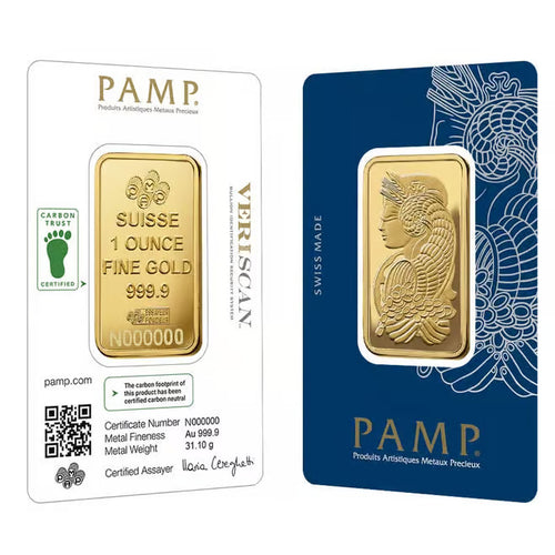 1 oz Gold Bar PAMP Suisse Lady Fortuna Veriscan Carbon Neutral (In Assay) image 0