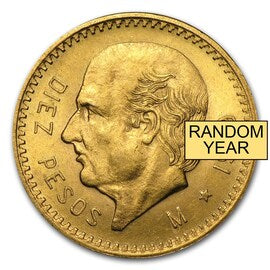 Mexico Gold 10 Pesos (Random Year) AU image 1