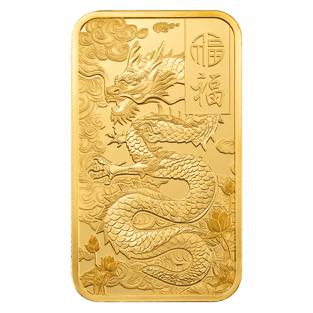 1 Oz Gold Pamp Good Luck Yellow Dragon Bar image 2
