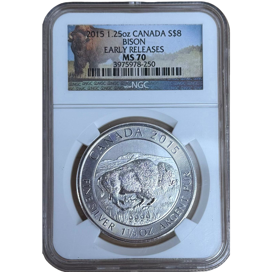 2015 1.25 oz $8 Canadian Silver Bison Coin image 0
