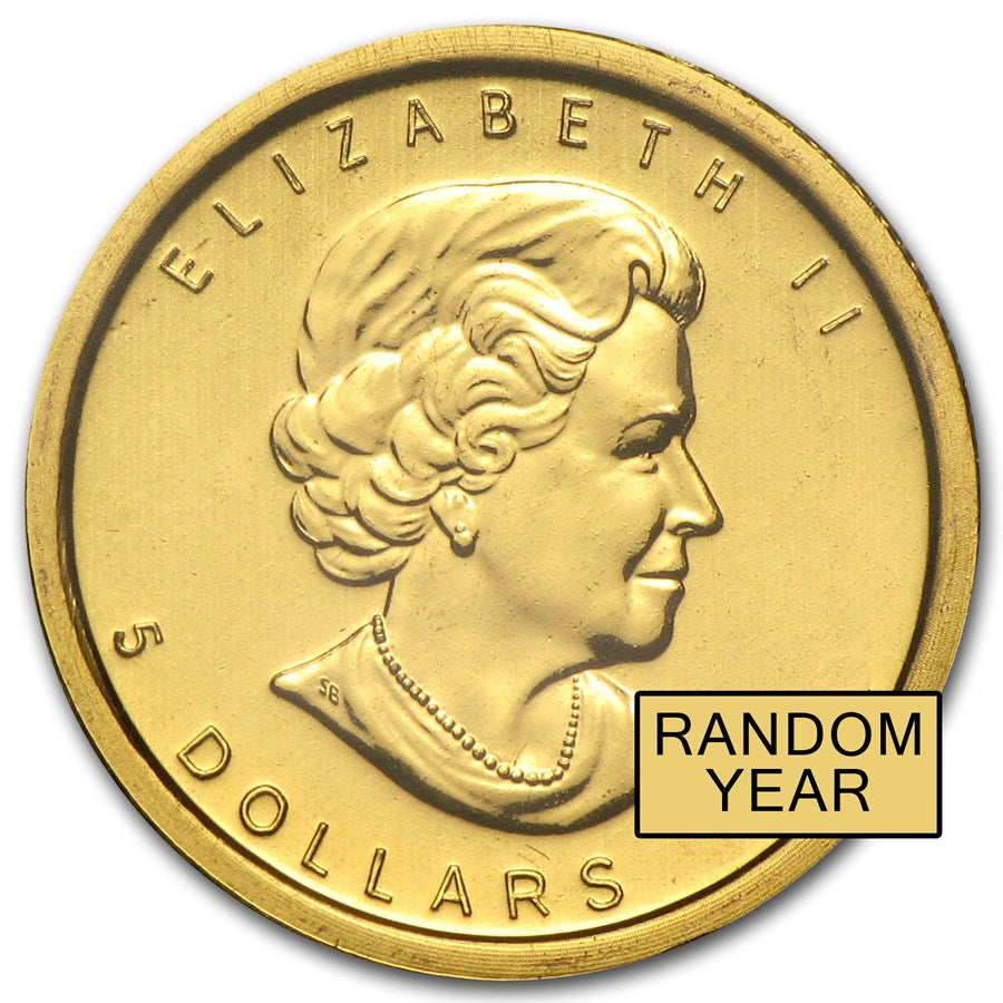 1/10 Oz Canadian Maple Leaf Gold Coin (Random Year) image 1