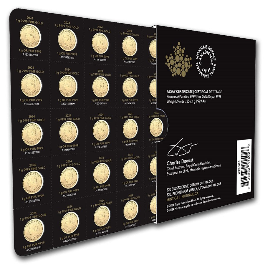 25x 1 gram Gold Maple Leafs Maplegram25™ (In Assay Sleeve/Random Year) image 4